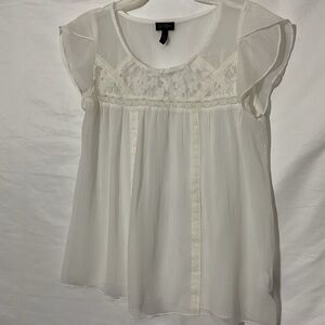Jessica Simpson Cream Flutter Sleeve Ruffled Blouse